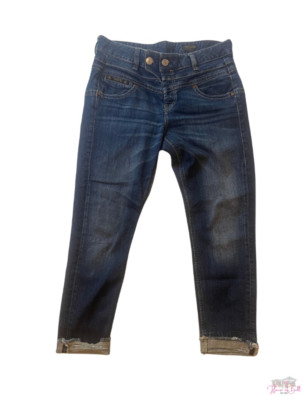 Herrlicher German Denim Bijou Cropped Blue Jeans Cuff Raw Hem 28